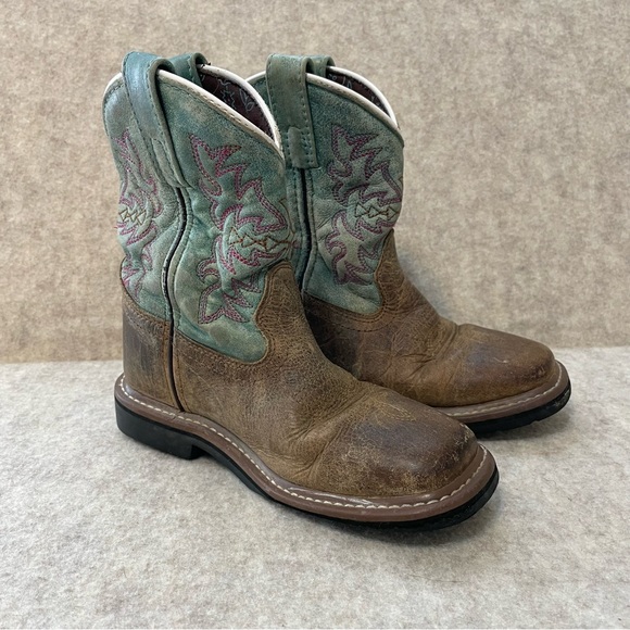 DAN POST NIA LEATHER CHILDREN'S YOUTH BOOT 12 D leather cowboy - Picture 1 of 10